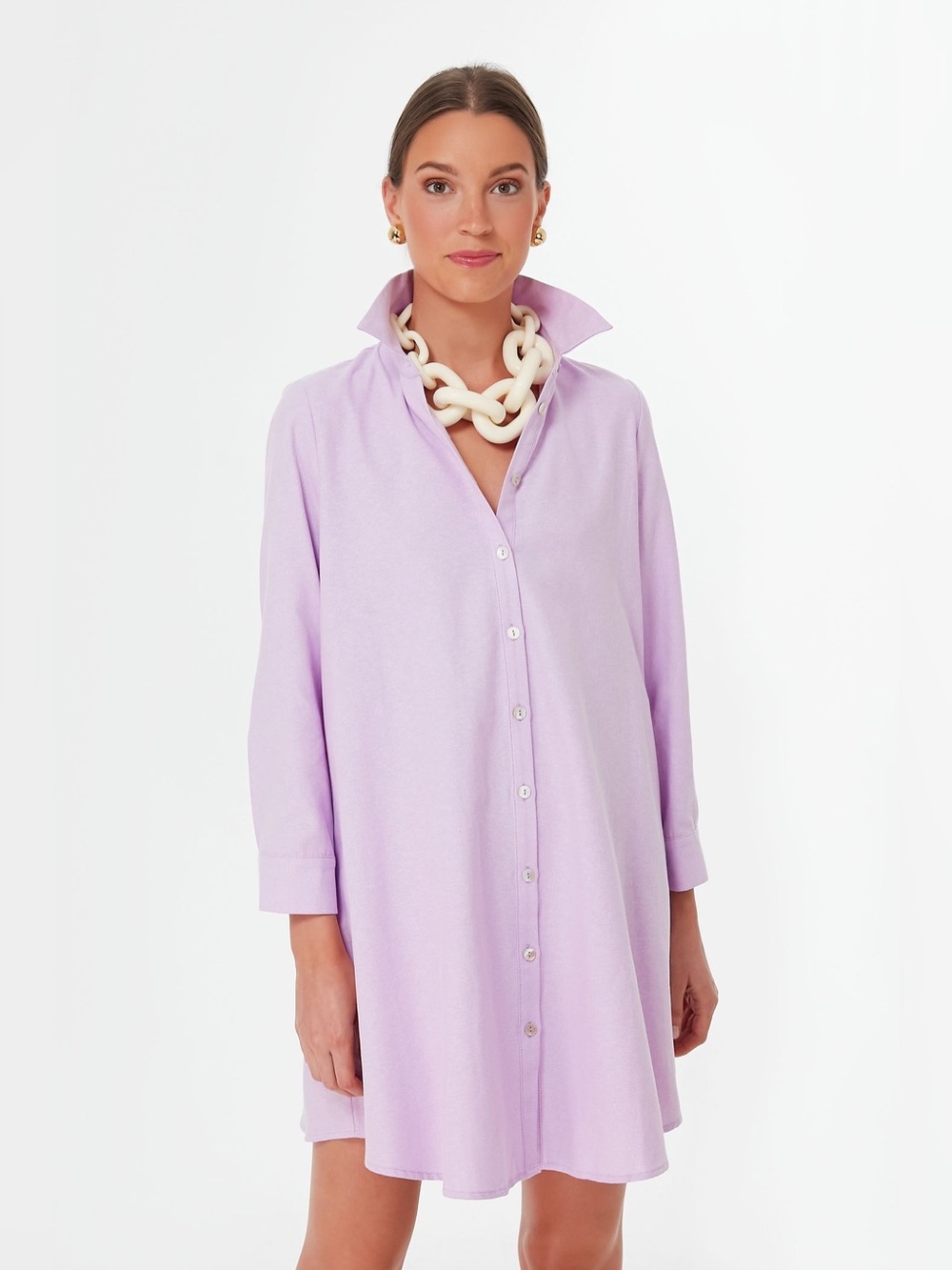 Tuckernuck POMANDER PLACE Oxford Harris in Lavender Purple Shirt Dress XS